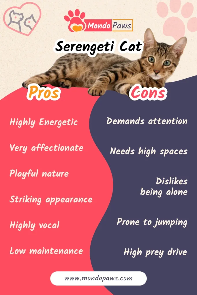Serengeti Cats pros and cons infographics